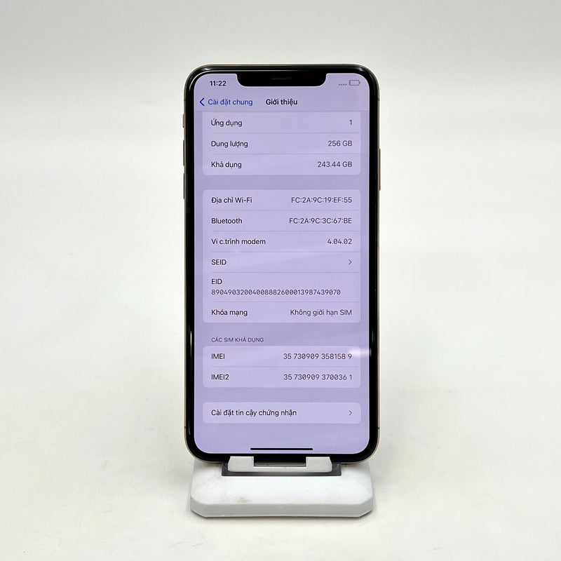 iPhone XS Max 256GB Vàng 98% pin 100% Máy đã trả hết tiền mạng dùng như Quốc tế Apple (Đã thay pin - Đốm camera 1x,  xước màn dưới và viền)- HH1589