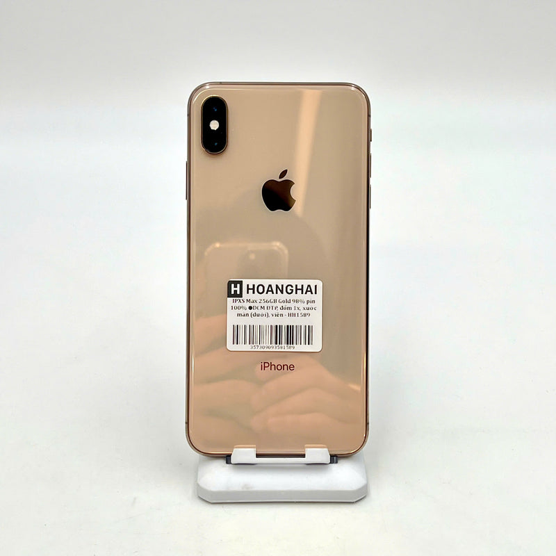 iPhone XS Max 256GB Vàng 98% pin 100% Máy đã trả hết tiền mạng dùng như Quốc tế Apple (Đã thay pin - Đốm camera 1x,  xước màn dưới và viền)- HH1589