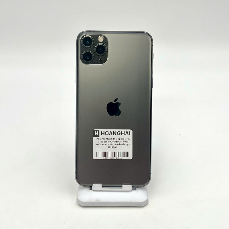 iPhone 11 Pro Max 64GB Xám 97% pin 100% Máy đã trả hết tiền mạng dùng như Quốc tế Apple (Đã thay pin - xước màn, viền, ám đen lưng) - HH3066