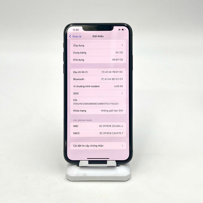 iPhone 11 Pro Max 64GB Xám 97% pin 100% Máy đã trả hết tiền mạng dùng như Quốc tế Apple (Đã thay pin - xước màn, viền, ám đen lưng) - HH3066