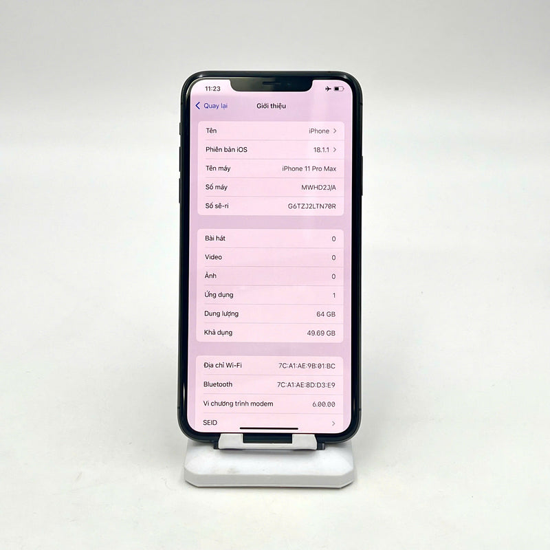 iPhone 11 Pro Max 64GB Xám 97% pin 100% Máy đã trả hết tiền mạng dùng như Quốc tế Apple (Đã thay pin - xước màn, viền, ám đen lưng) - HH3066