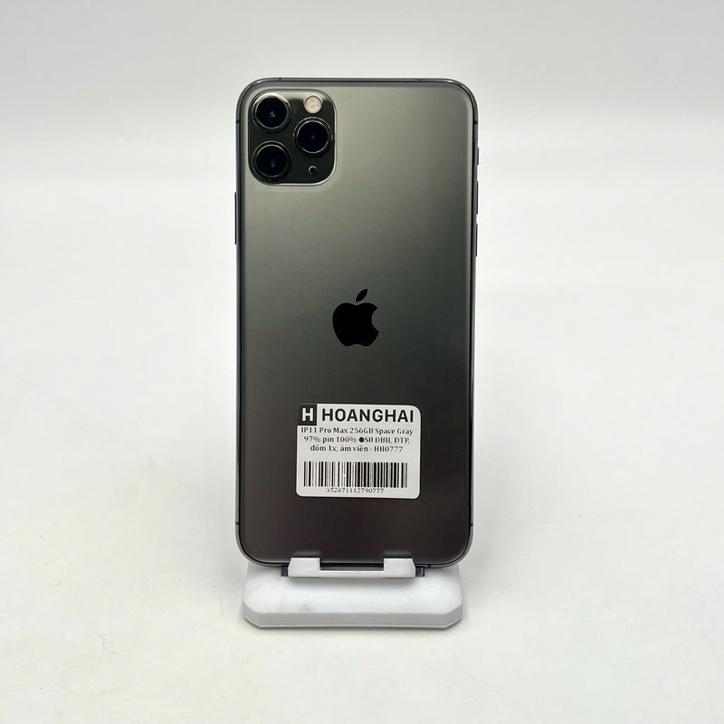 iPhone 11 Pro Max 256GB Xám 97% pin 100% DBH Máy đã trả hết tiền mạng dùng như Quốc tế Apple (Đã thay pin - Đốm camera 1x, ám viền) - HH0777