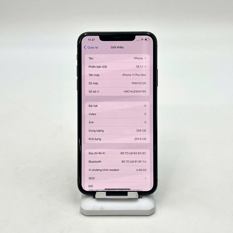 iPhone 11 Pro Max 256GB Xám 97% pin 100% DBH Máy đã trả hết tiền mạng dùng như Quốc tế Apple (Đã thay pin - Đốm camera 1x, ám viền) - HH0777