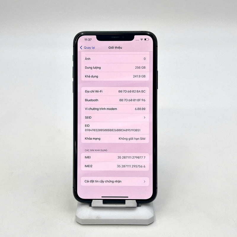 iPhone 11 Pro Max 256GB Xám 97% pin 100% DBH Máy đã trả hết tiền mạng dùng như Quốc tế Apple (Đã thay pin - Đốm camera 1x, ám viền) - HH0777