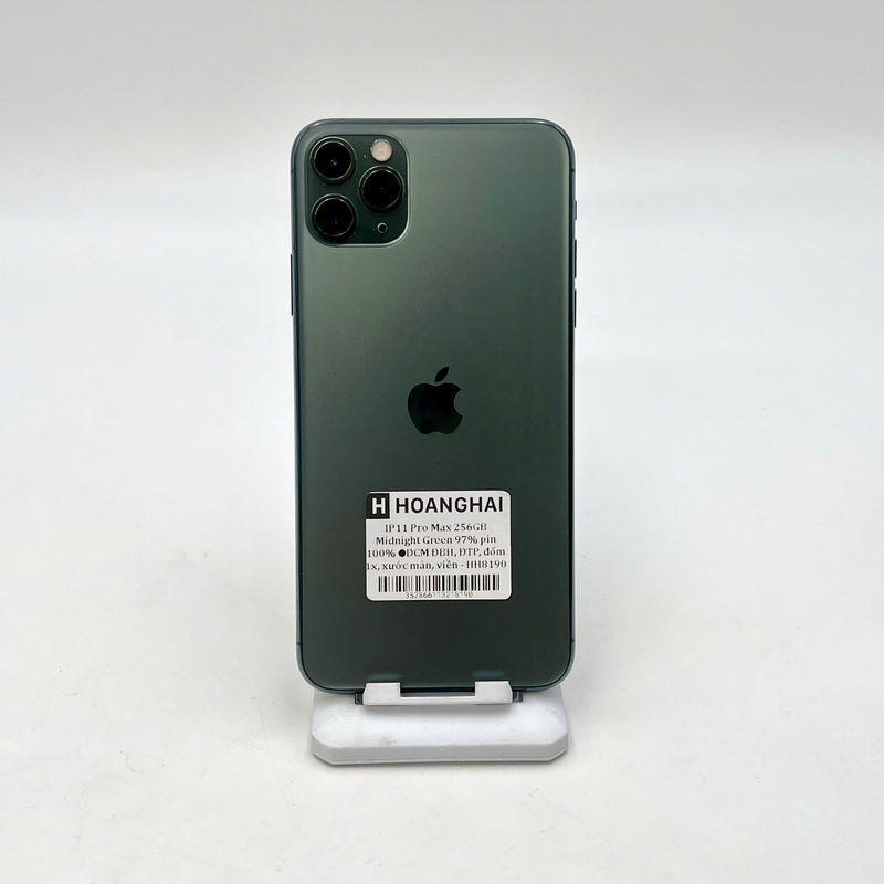 iPhone 11 Pro Max 256GB Xanh Lá 97% pin 100% DBH Máy đã trả hết tiền mạng dùng như Quốc tế Apple (Đã thay pin - Đốm camera 1x, xước màn, viền) - HH8190