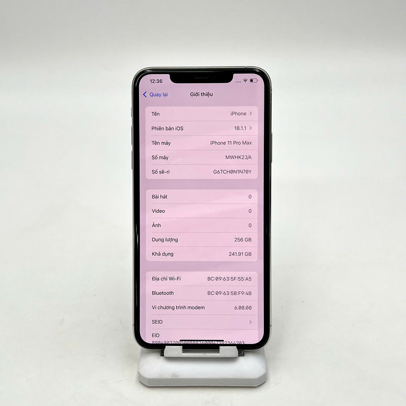 iPhone 11 Pro Max 256GB Bạc 97% pin 100% Máy đã trả hết tiền mạng dùng như Quốc tế Apple (Đã thay pin, xước màn viền, khung camera) - HH2067