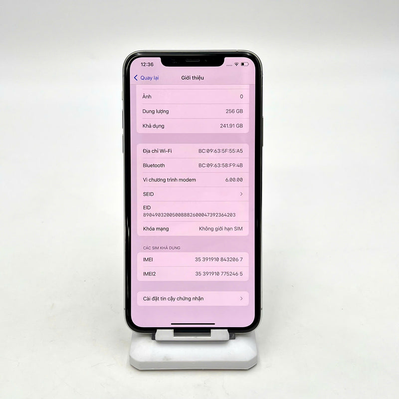 iPhone 11 Pro Max 256GB Bạc 97% pin 100% Máy đã trả hết tiền mạng dùng như Quốc tế Apple (Đã thay pin, xước màn viền, khung camera) - HH2067