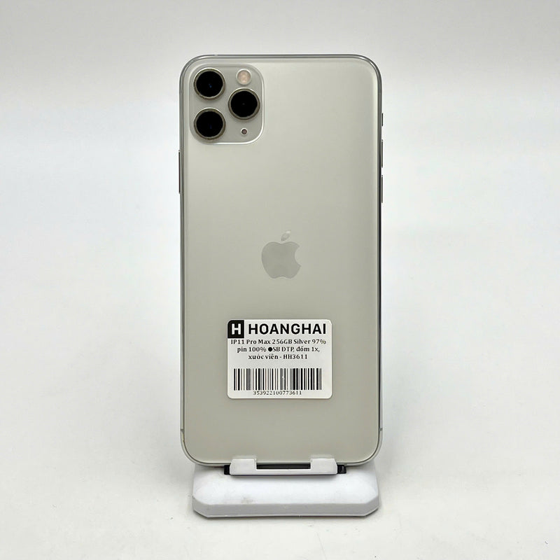 iPhone 11 Pro Max 256GB Bạc 97% pin 100% Máy đã trả hết tiền mạng dùng như Quốc tế Apple (Đã thay pin - Đốm camera 1x, xước viền) - HH3611