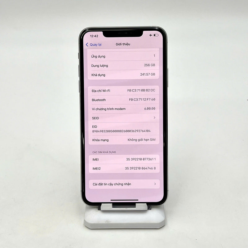 iPhone 11 Pro Max 256GB Bạc 97% pin 100% Máy đã trả hết tiền mạng dùng như Quốc tế Apple (Đã thay pin - Đốm camera 1x, xước viền) - HH3611