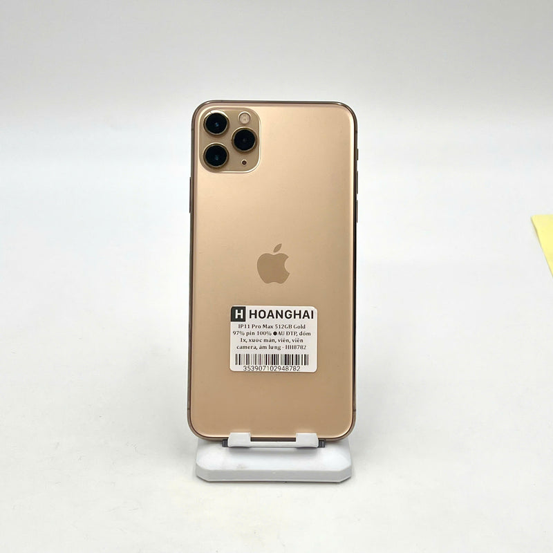 iPhone 11 Pro Max 512GB Vàng 97% pin 100% Máy đã trả hết tiền mạng dùng như Quốc tế Apple (Đã thay pin - Đốm camera 1x, xước màn, viền, ám lưng) - HH8782