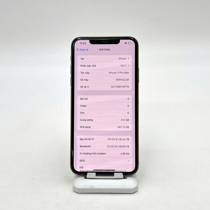 iPhone 11 Pro Max 512GB Vàng 97% pin 100% Máy đã trả hết tiền mạng dùng như Quốc tế Apple (Đã thay pin - Đốm camera 1x, xước màn, viền, ám lưng) - HH8782