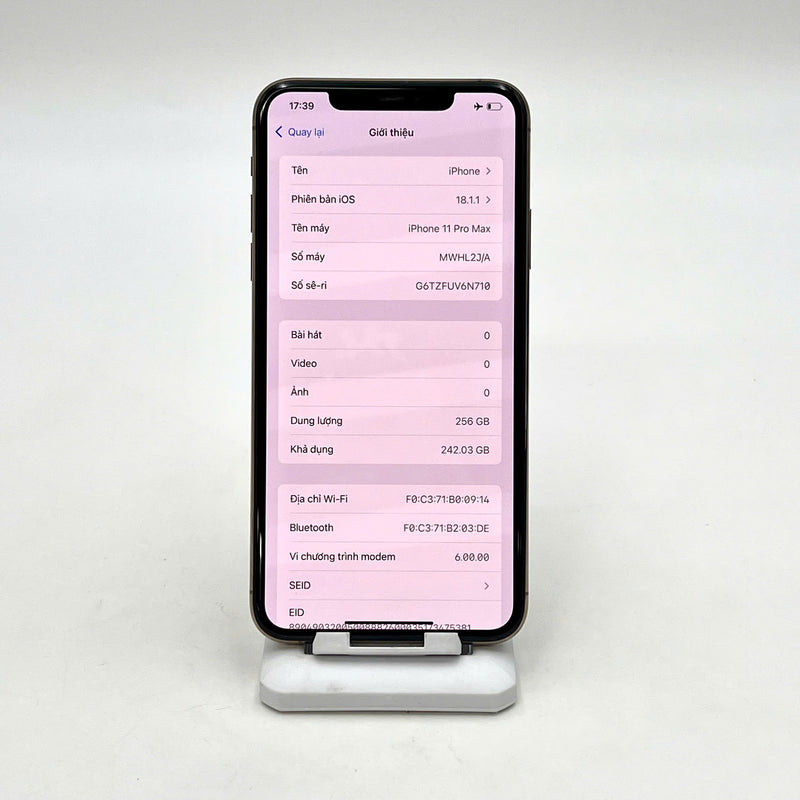 iPhone 11 Pro Max 256GB Vàng 97% pin 100% Máy đã trả hết tiền mạng dùng như Quốc tế Apple (Đã thay pin - Đốm camera 1x, xước nhẹ mặt và viền)