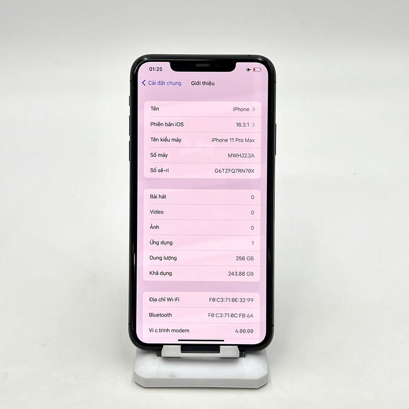 iPhone 11 Pro Max 256GB Xám 97% pin 100% Máy đã trả hết tiền mạng dùng như Quốc tế Apple (Đã thay pin, xước viền) - HH0198