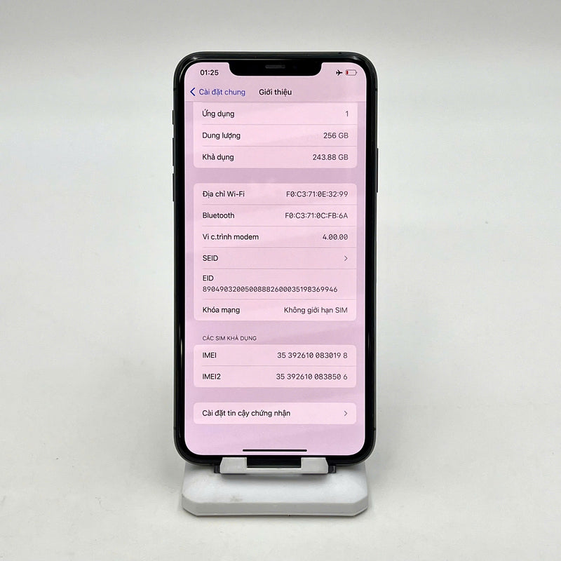 iPhone 11 Pro Max 256GB Xám 97% pin 100% Máy đã trả hết tiền mạng dùng như Quốc tế Apple (Đã thay pin, xước viền) - HH0198