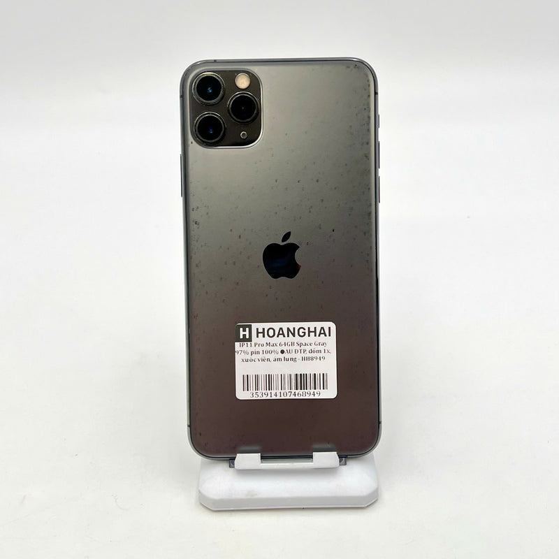 iPhone 11 Pro Max 64GB Xám 97% pin 100% Máy đã trả hết tiền mạng dùng như Quốc tế Apple (Đã thay pin - Đốm camera 1x, xước viền, ám lưng) - HH8949