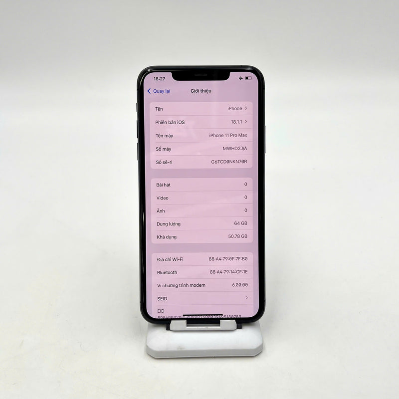 iPhone 11 Pro Max 64GB Xám 97% pin 100% Máy đã trả hết tiền mạng dùng như Quốc tế Apple (Đã thay pin - Đốm camera 1x, xước viền, ám lưng) - HH8949