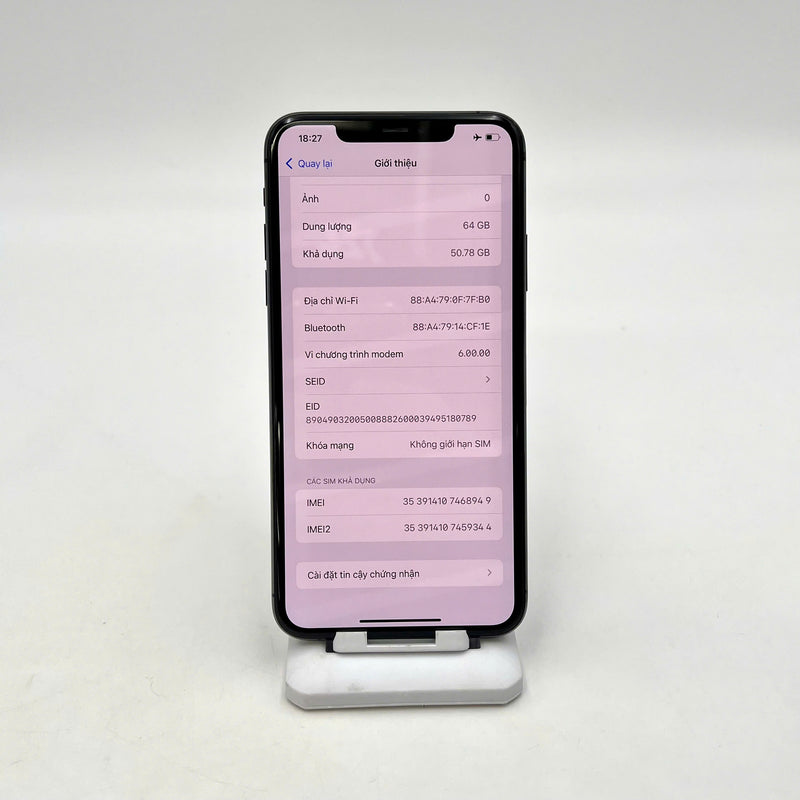 iPhone 11 Pro Max 64GB Xám 97% pin 100% Máy đã trả hết tiền mạng dùng như Quốc tế Apple (Đã thay pin - Đốm camera 1x, xước viền, ám lưng) - HH8949