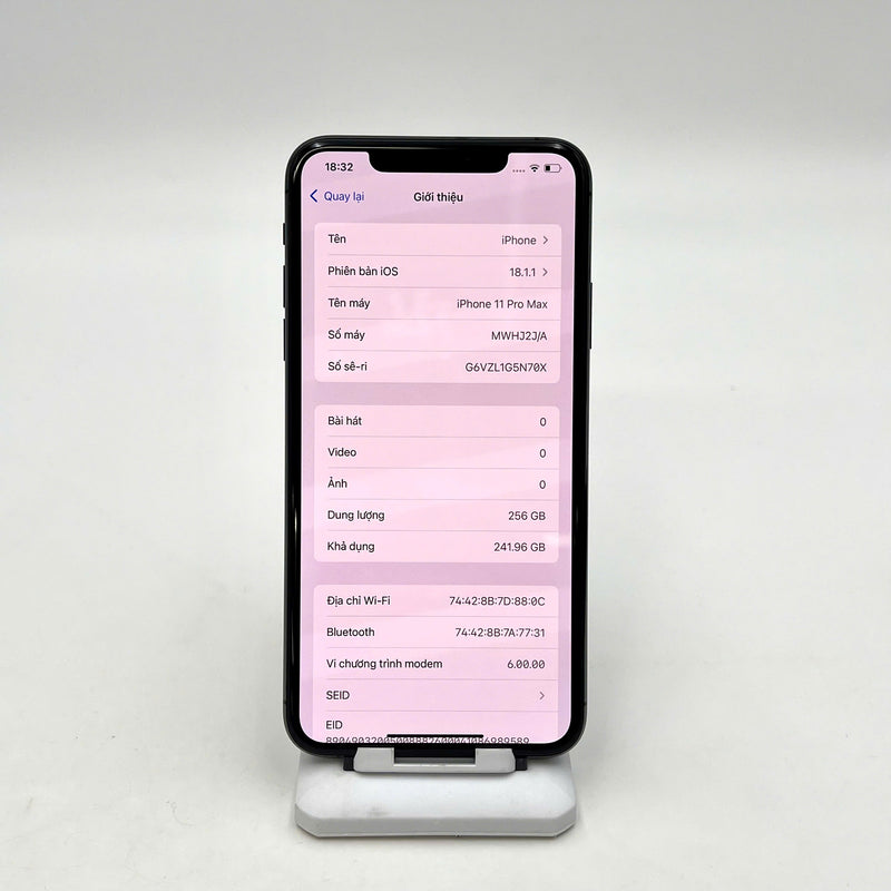 iPhone 11 Pro Max 256GB Xám 98% pin 100% Máy đã trả hết tiền mạng dùng như Quốc tế Apple (Đã thay pin - Đốm camera 1x, xước viền) - HH0969