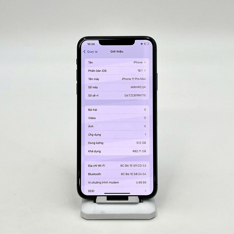 iPhone 11 Pro Max 512GB Xanh Lá 98% pin 100% Máy đã trả hết tiền mạng dùng như Quốc tế Apple (Đã thay pin - Đốm camera 1x, xước viền) - HH0222