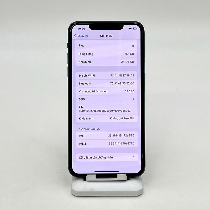iPhone 11 Pro Max 256GB Xanh Lá 98% pin 100% Máy đã trả hết tiền mạng dùng như Quốc tế Apple (Đã thay pin - Đốm camera 1x) - HH6355