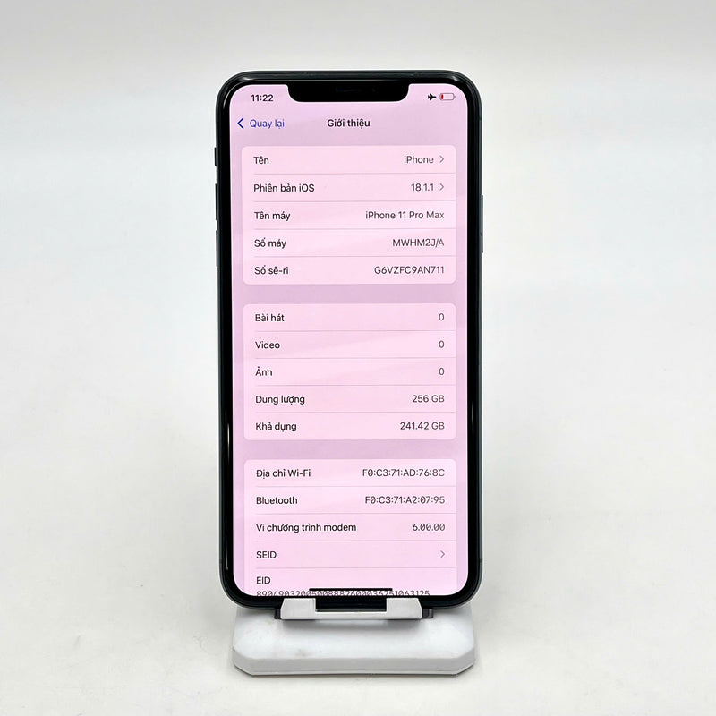 iPhone 11 Pro Max 256GB Xanh Lá 98% pin 100% Máy đã trả hết tiền mạng dùng như Quốc tế Apple (Đã thay pin - Đốm camera 1x, xước, ám viền) - HH9229