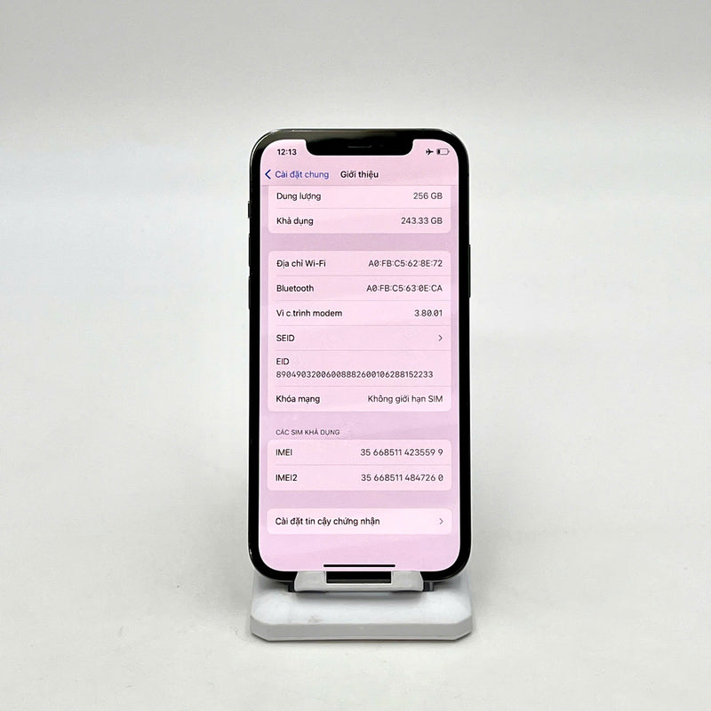 iPhone 12 Pro 256GB Đen 98% pin 84% DBH  Máy đã trả hết tiền mạng dùng như Quốc tế Apple (Lỗi face ID, xước màn) - HH5599