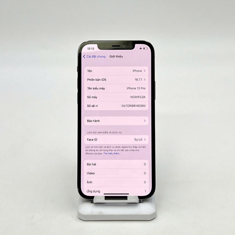 iPhone 12 Pro 256GB Đen 98% pin 84% DBH  Máy đã trả hết tiền mạng dùng như Quốc tế Apple (Lỗi face ID, xước màn) - HH5599