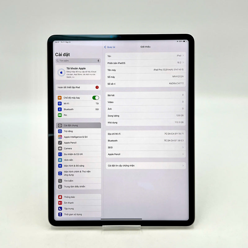 iPad Pro 2022 12.9in 256GB Bạc Wifi 98% pin 94%