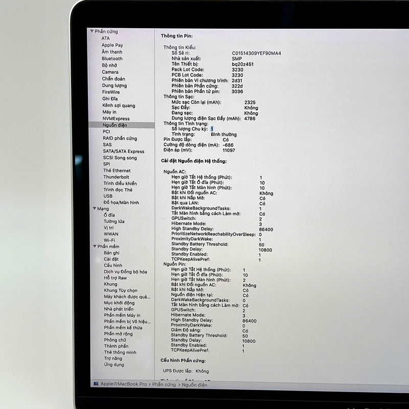 Macbook Pro 2019 13.3in Bạc Intel Core i7/ RAM 16GB/ SSD 256GB 98% pin 100% BPTA (Đã thay pin)