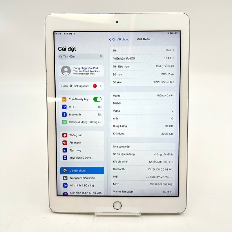 iPad Gen 6 2018 9.7in 32GB Bạc 4G + Wifi 98% pin 100% Từ AU (Đã thay pin)