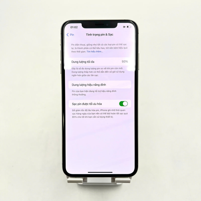 iPhone XS Max 256GB Bạc 98% pin 93% DBH Máy đã trả hết tiền mạng dùng như Quốc tế Apple (màn, mặt lưng xước) - HH4090