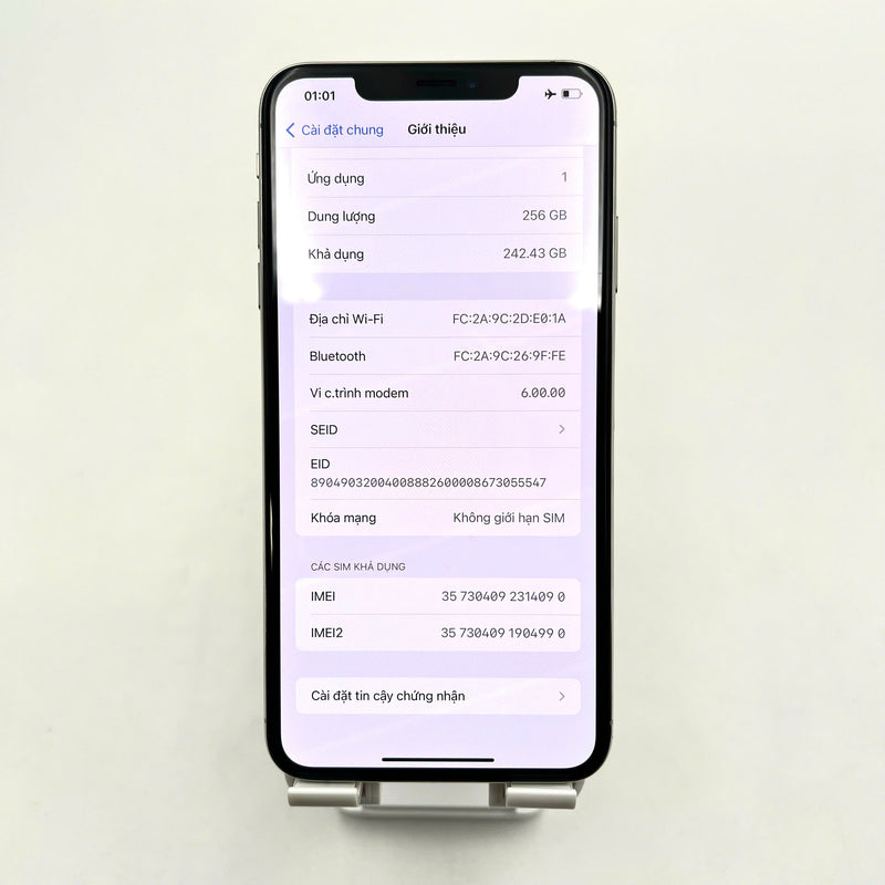 iPhone XS Max 256GB Bạc 98% pin 93% DBH Máy đã trả hết tiền mạng dùng như Quốc tế Apple (màn, mặt lưng xước) - HH4090