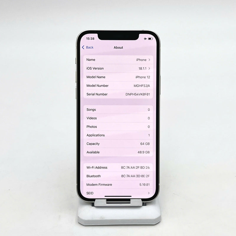 iPhone 12 64GB Trắng 98% pin 100% Máy đã trả hết tiền mạng dùng như Quốc tế Apple  (Đã thay pin) - HH6365