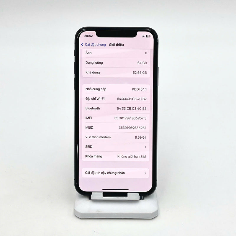 iPhone X 64GB Đen  97% pin 100% Máy đã trả hết tiền mạng dùng như Quốc tế Apple (Đã thay pin - Xước viền) - HH9573