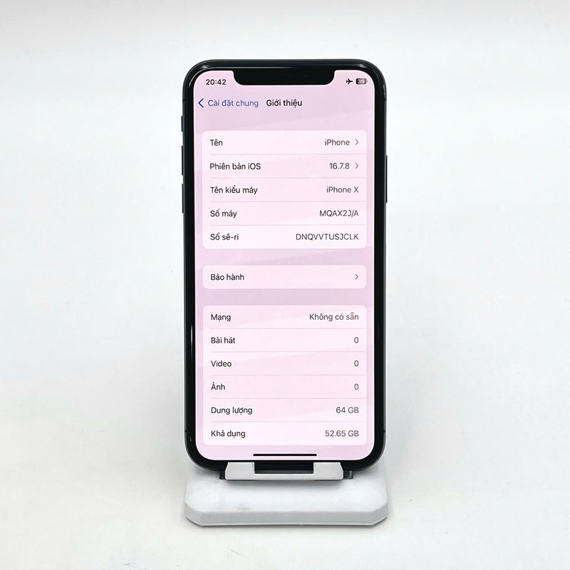 iPhone X 64GB Đen  97% pin 100% Máy đã trả hết tiền mạng dùng như Quốc tế Apple (Đã thay pin - Xước viền) - HH9573