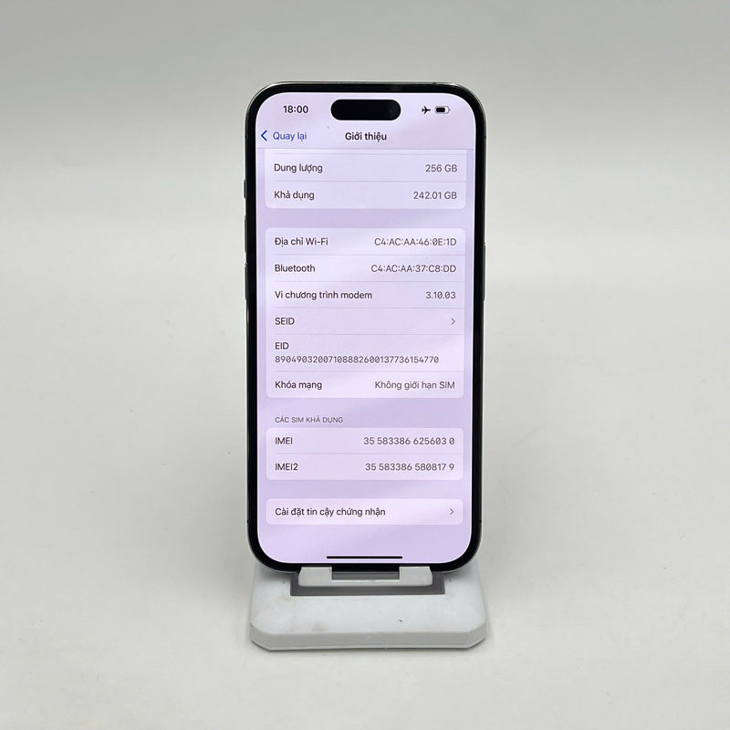 iPhone 14 Pro 256GB Tím 98% pin 88%  Quốc tế từ SB (Không dùng sim SB - xước viền) - HH6030