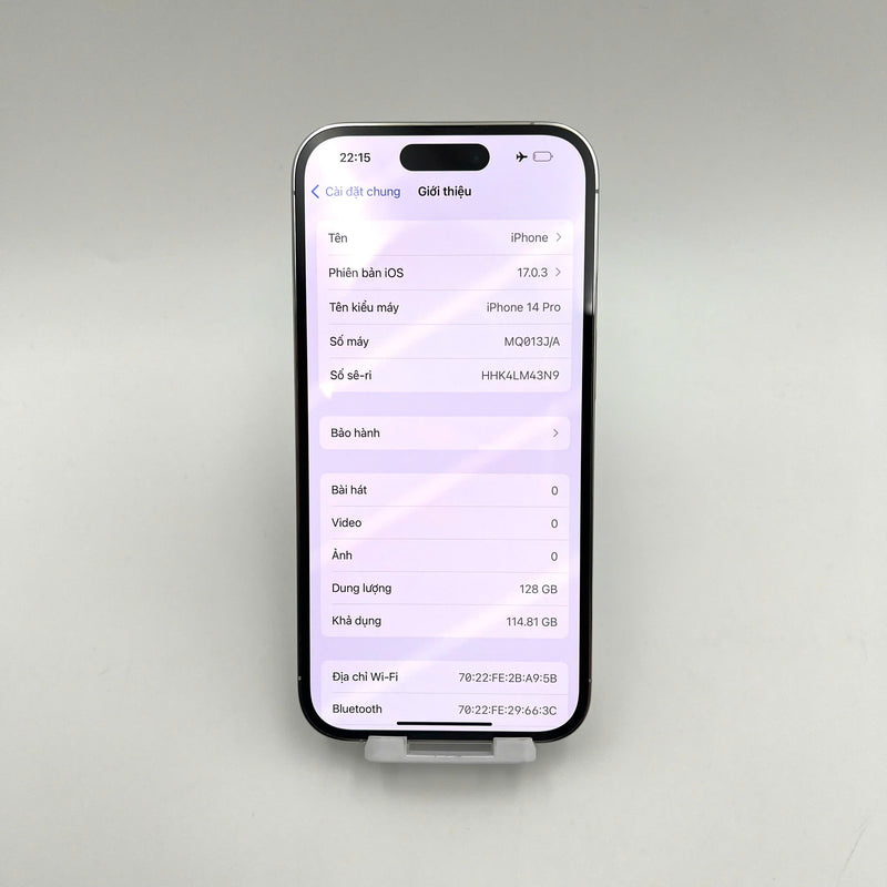 iPhone 14 Pro 128GB Bạc 98% pin 94%  Máy đã trả hết tiền mạng dùng như Quốc tế Apple (Đốm camera 3x) - HH2204