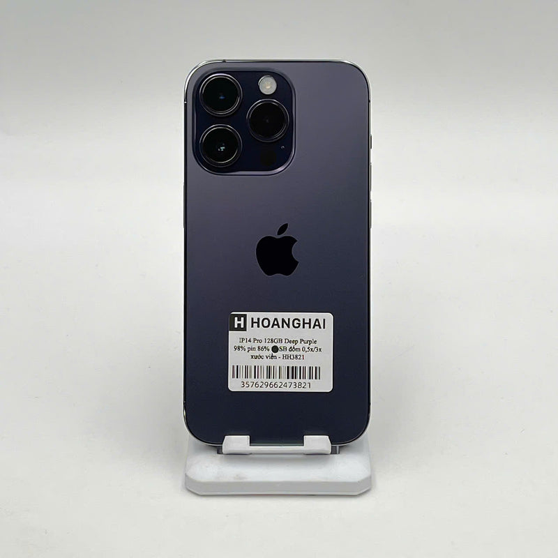 iPhone 14 Pro 128GB Tím 98% pin 86%  Máy đã trả hết tiền mạng dùng như Quốc tế Apple (Đốm camera 0,5x/3x, xước viền) - HH3821