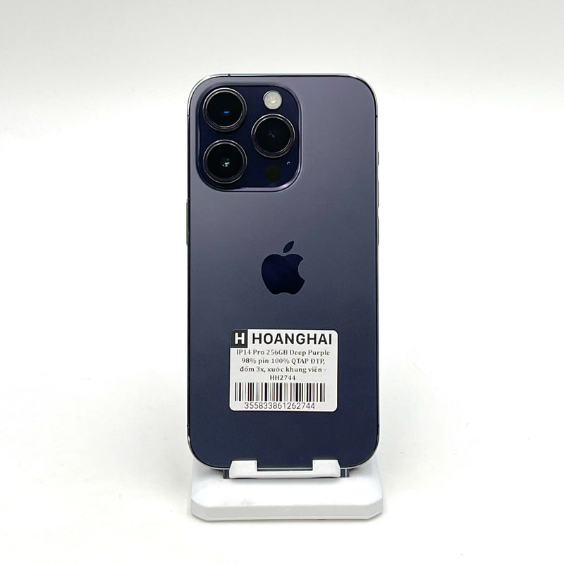 iPhone 14 Pro 256GB Tím 98% pin 100% Quốc tế Apple (Đã thay pin - Đốm camera 3x, xước khung viền) - HH2744