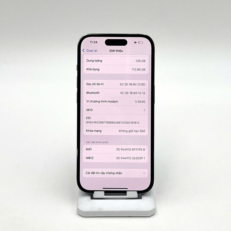 iPhone 14 Pro 128GB Tím 97% pin 100% Quốc tế từ SB (Không dùng sim SB - Đã thhay pin, xước viền, màn) - HH7958