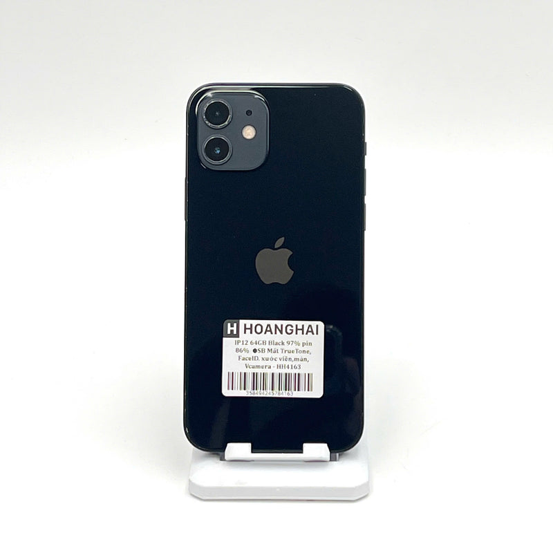 iPhone 12 64GB Đen 97% pin 86%  Máy đã trả hết tiền mạng dùng như Quốc tế Apple (Mất TrueTone, FaceID - xước viền, màn, viền camera) - HH4163