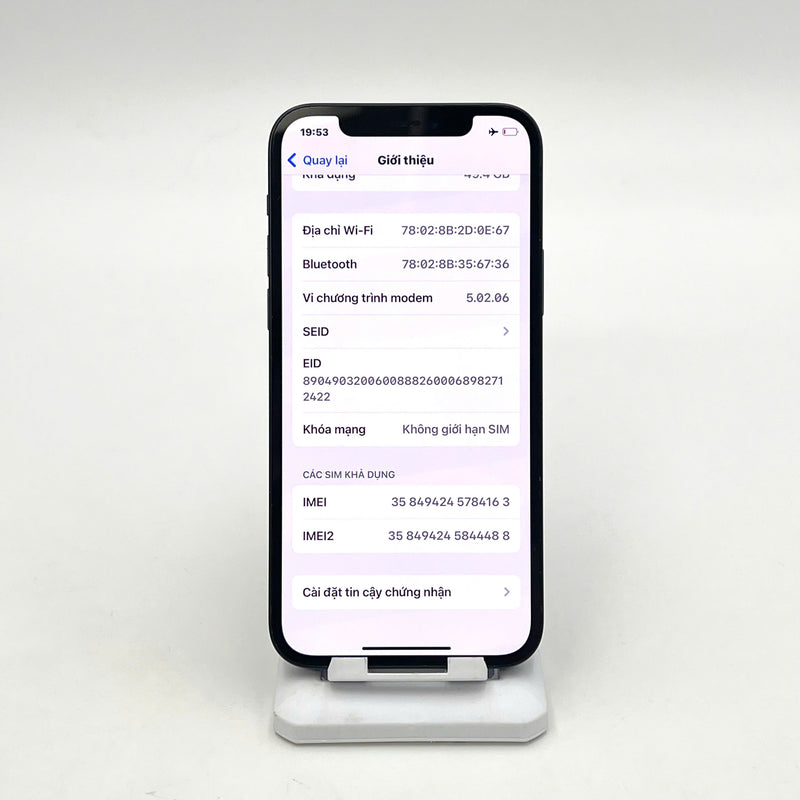 iPhone 12 64GB Đen 97% pin 86%  Máy đã trả hết tiền mạng dùng như Quốc tế Apple (Mất TrueTone, FaceID - xước viền, màn, viền camera) - HH4163