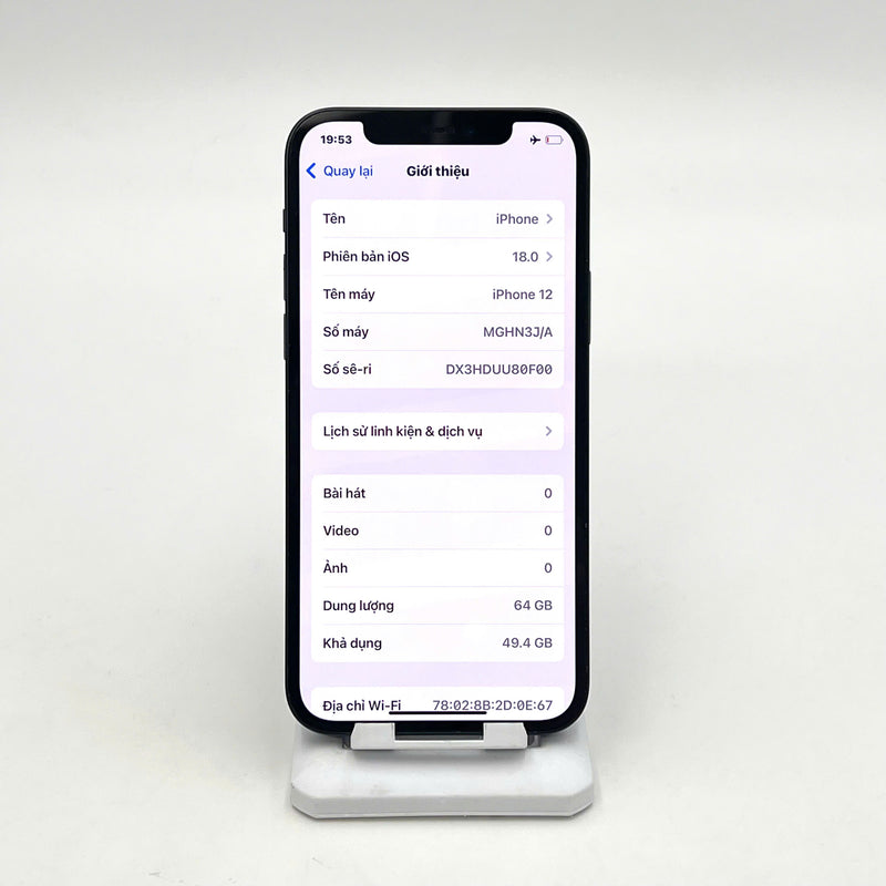 iPhone 12 64GB Đen 97% pin 86%  Máy đã trả hết tiền mạng dùng như Quốc tế Apple (Mất TrueTone, FaceID - xước viền, màn, viền camera) - HH4163