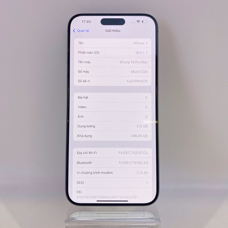 iPhone 15 Pro Max 512GB Trắng 98% pin 88%  Quốc tế Apple - HH6235