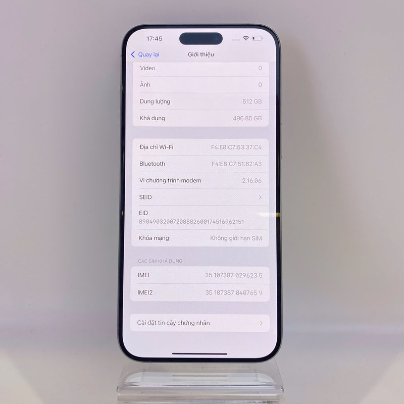 iPhone 15 Pro Max 512GB Trắng 98% pin 88%  Quốc tế Apple - HH6235