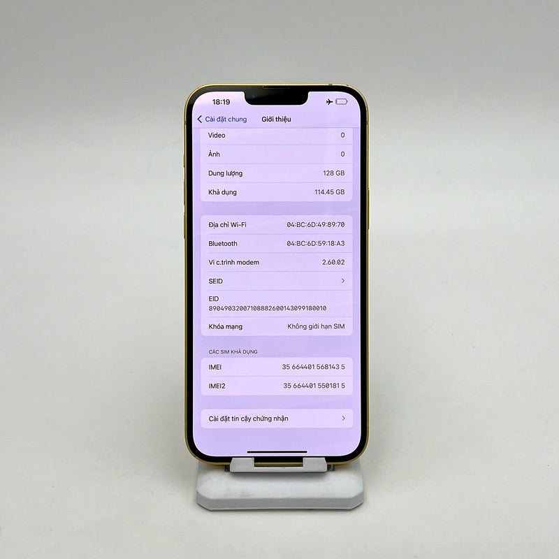 iPhone 14 Plus 128GB Vàng 97% pin 96%  Quốc tế từ SB (Không dùng sim SB - móp viền) - HH1435