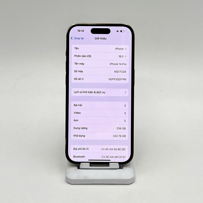 iPhone 14 Pro 256GB Vàng 98% pin 100% DBH Quốc tế Apple (Đã thay linh kiện Apple - Đốm camera 1x)- HH3769