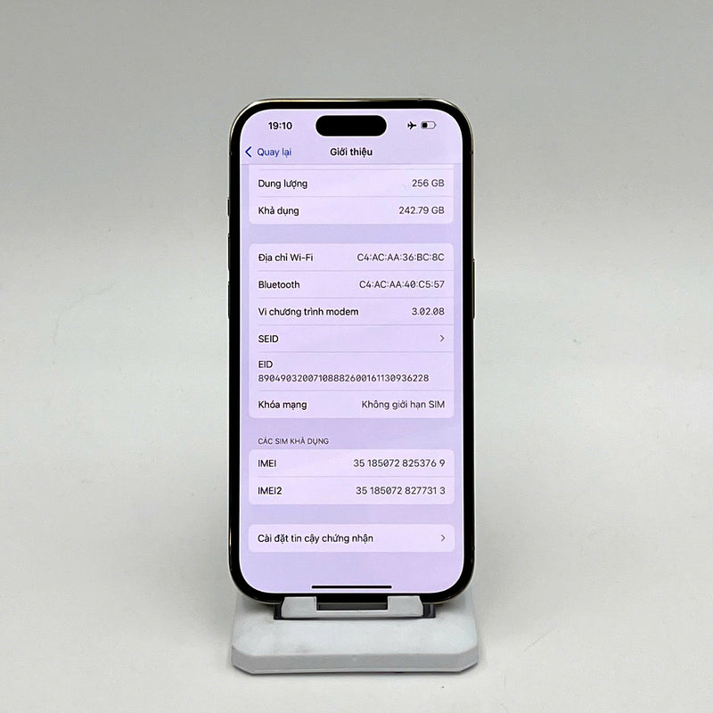 iPhone 14 Pro 256GB Vàng 98% pin 100% DBH Quốc tế Apple (Đã thay linh kiện Apple - Đốm camera 1x)- HH3769