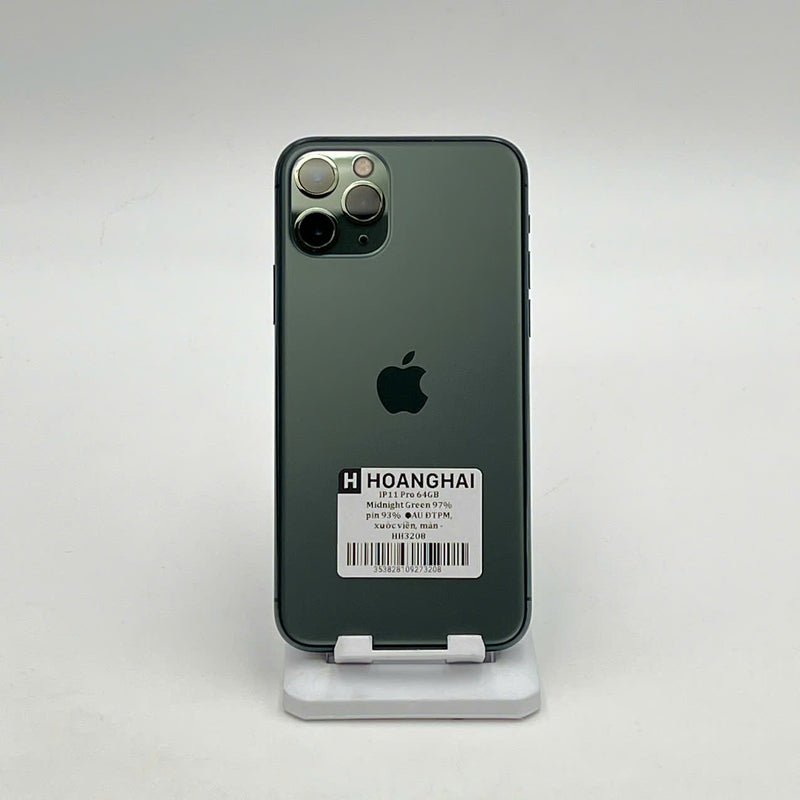 iPhone 11 Pro 64GB Xanh Lá 97% pin 93%  Máy đã trả hết tiền mạng dùng như Quốc tế Apple (Đã thay pin, xước viền, màn) - HH3208