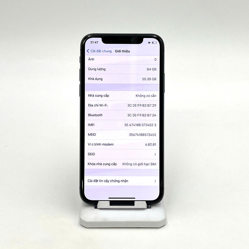 iPhone X 64GB Đen 97% pin 100% Quốc tế Apple (Đã thay pin - Đốm camera 1x/2x , xước viền và màn) - HH4523